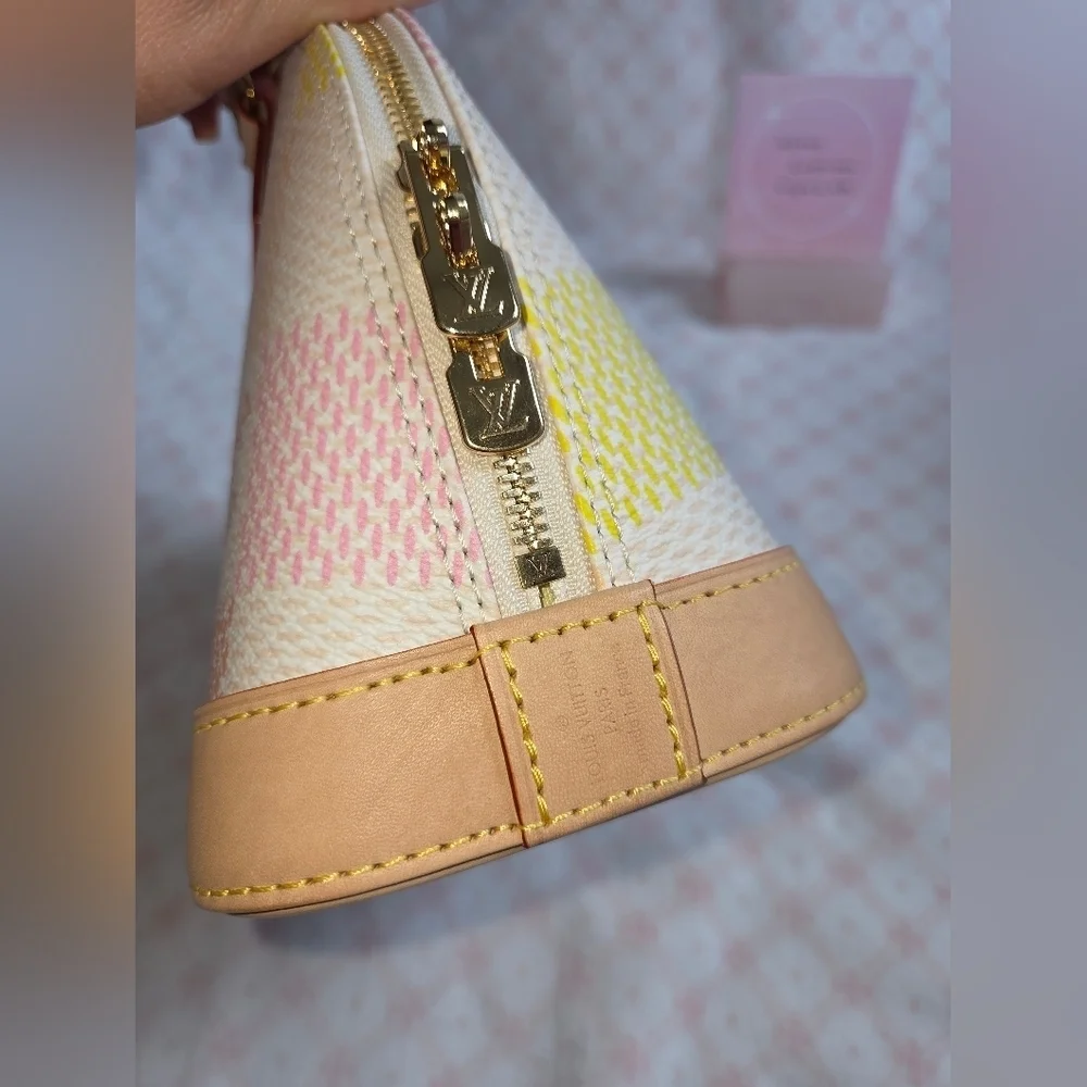 Louis Vuitton Giant Damier Top Handle Bag | Neutral Coated Canvas | Authentic